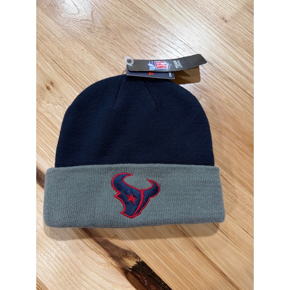 Fanatics Houston Texans NFL Beanie Hat Navy Grey Cuffed Knit Warm Streetwear NEW
